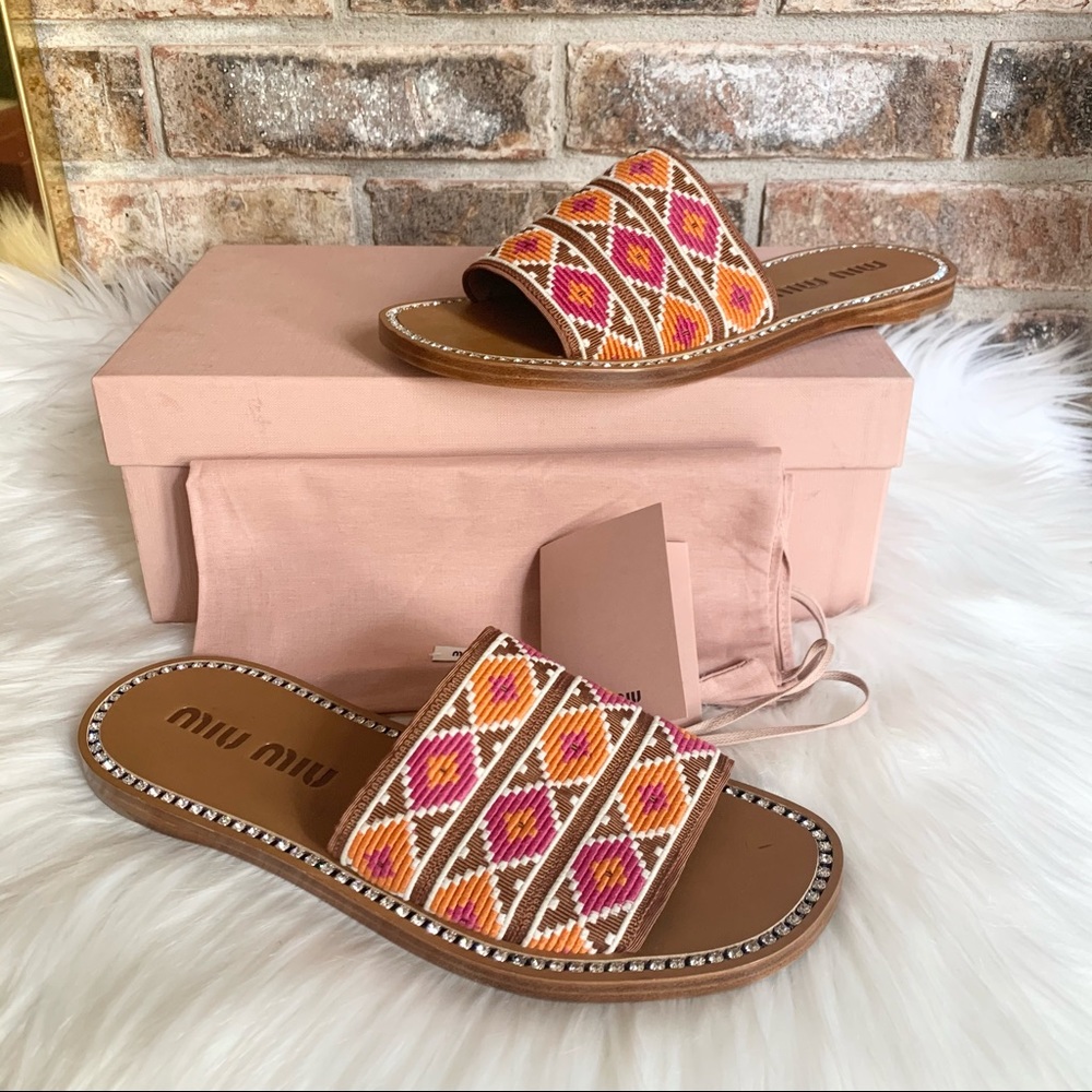 MIU MIU Calzature Donna Embroidery Slide Sandal 6 - Picture 15 of 15